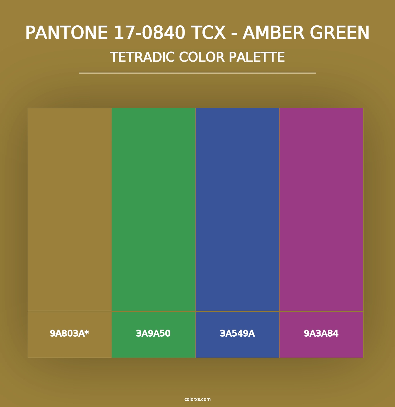 PANTONE 17-0840 TCX - Amber Green - Tetradic Color Palette