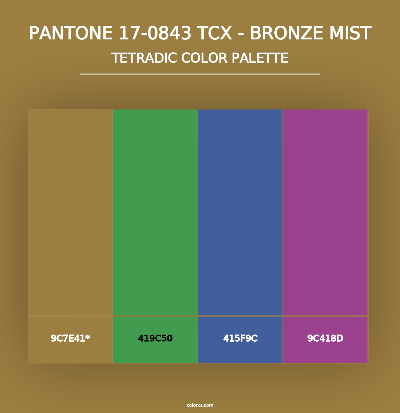 PANTONE 17-0843 TCX - Bronze Mist - Tetradic Color Palette