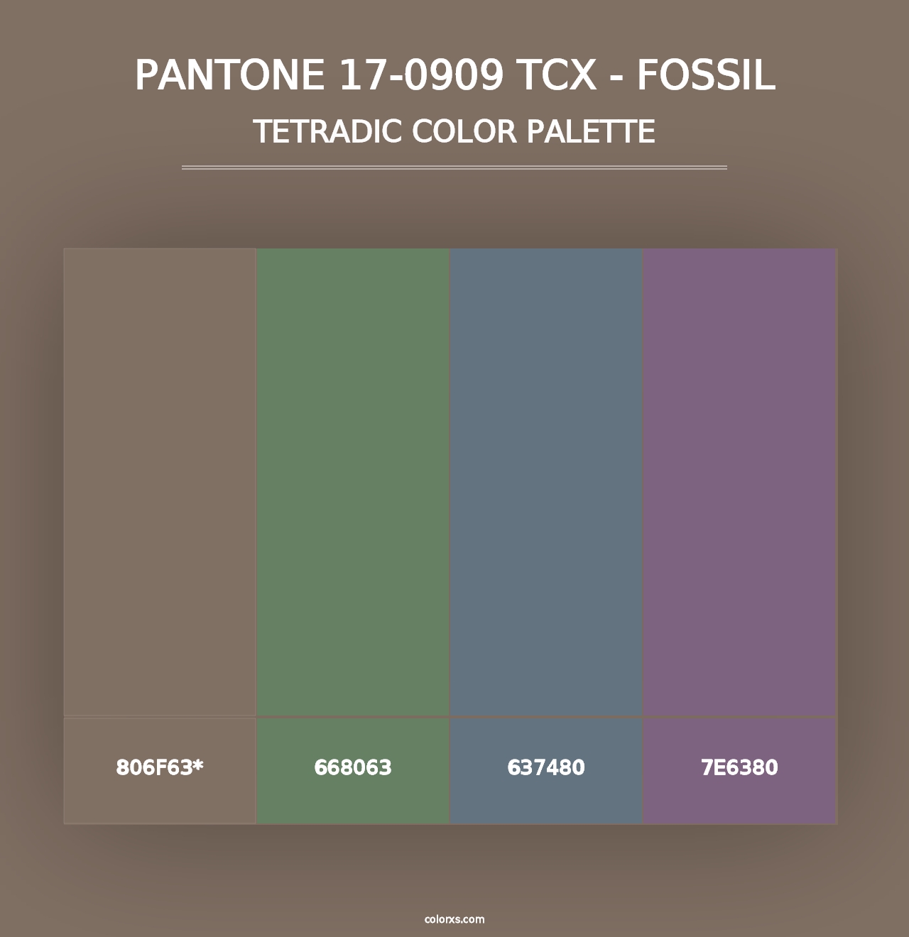 PANTONE 17-0909 TCX - Fossil - Tetradic Color Palette