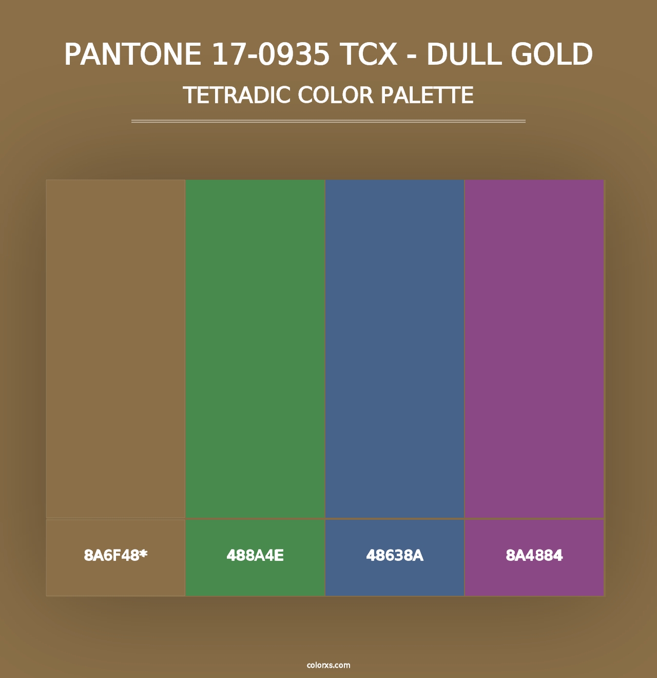 PANTONE 17-0935 TCX - Dull Gold - Tetradic Color Palette