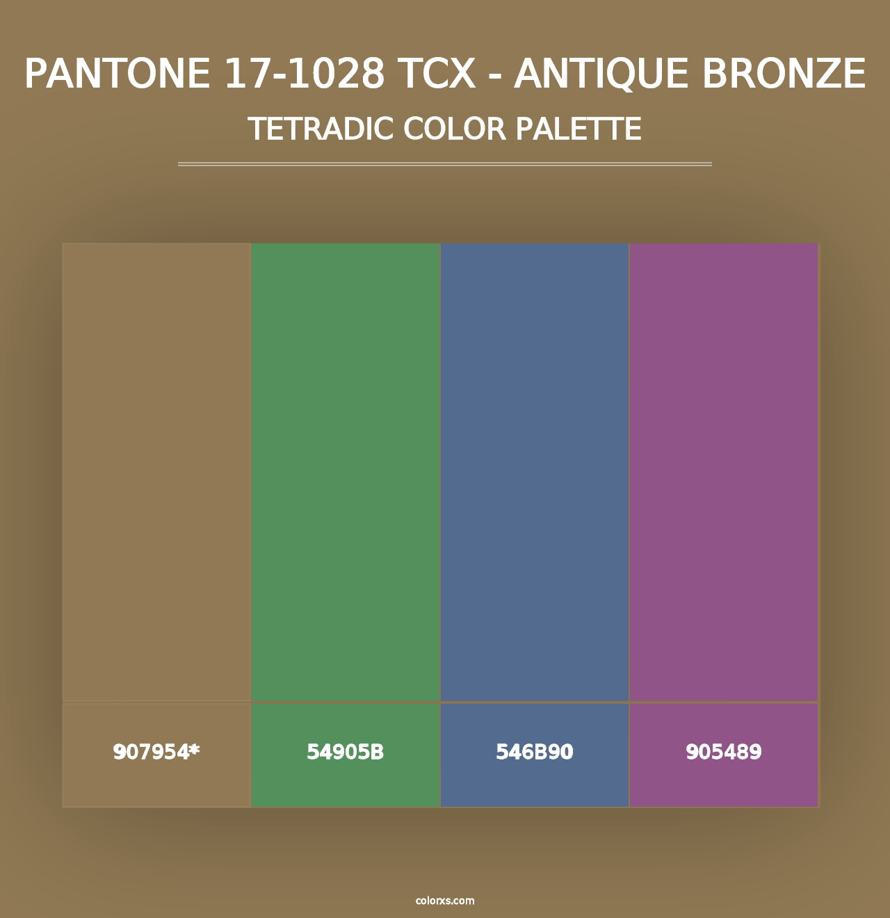 PANTONE 17-1028 TCX - Antique Bronze - Tetradic Color Palette