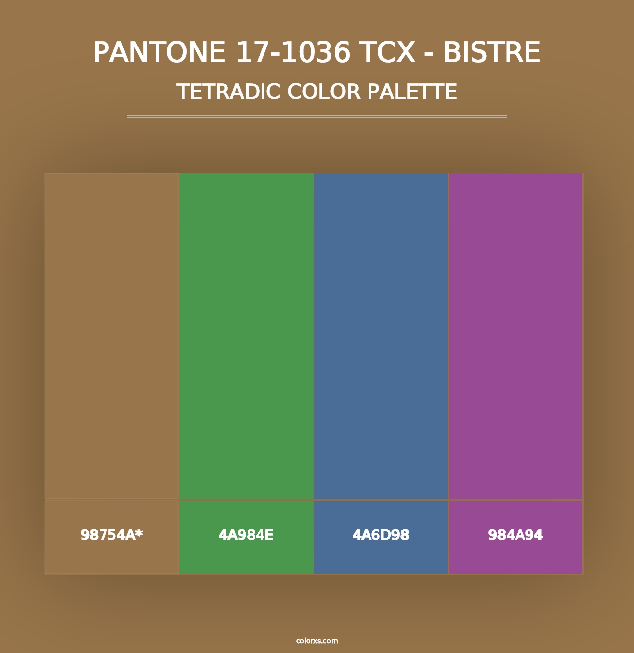 PANTONE 17-1036 TCX - Bistre - Tetradic Color Palette