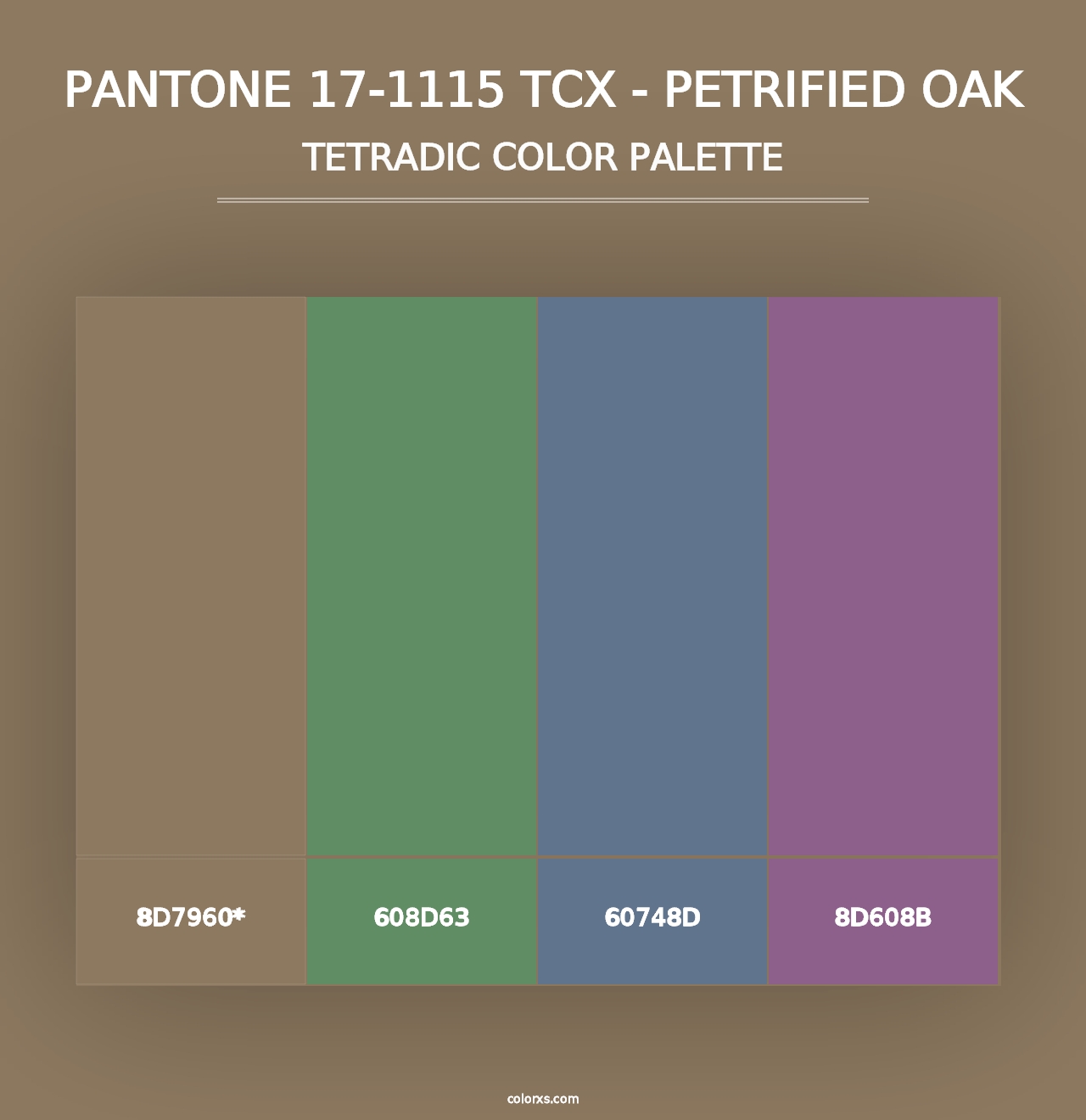 PANTONE 17-1115 TCX - Petrified Oak - Tetradic Color Palette