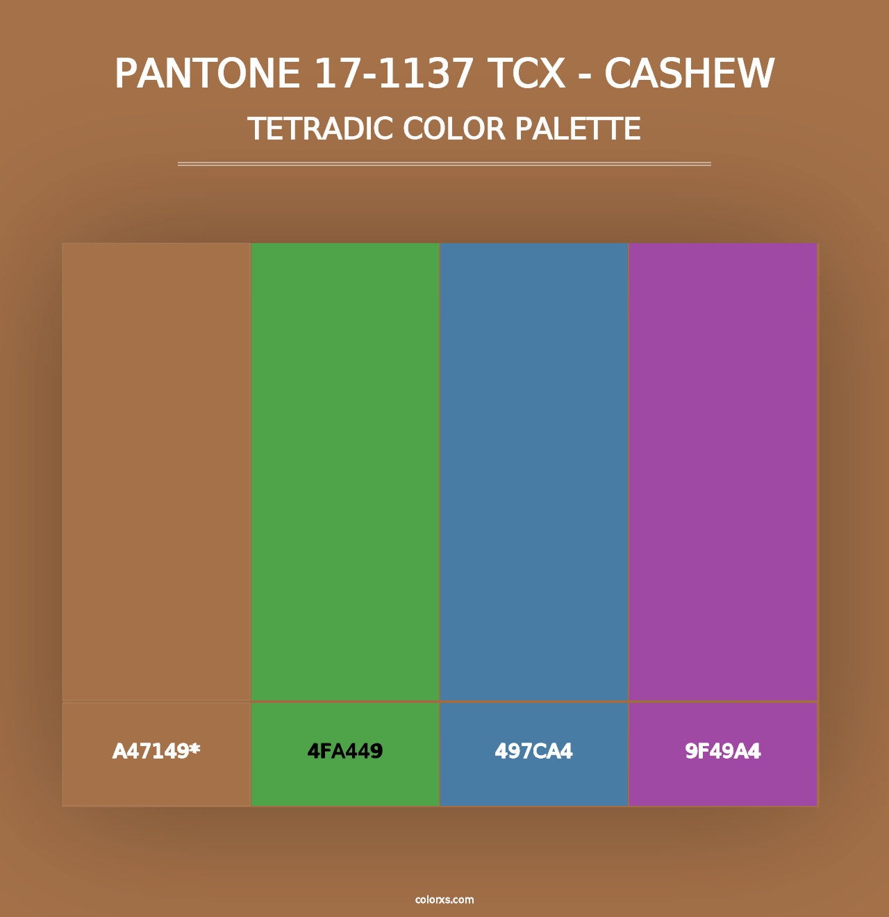 PANTONE 17-1137 TCX - Cashew - Tetradic Color Palette