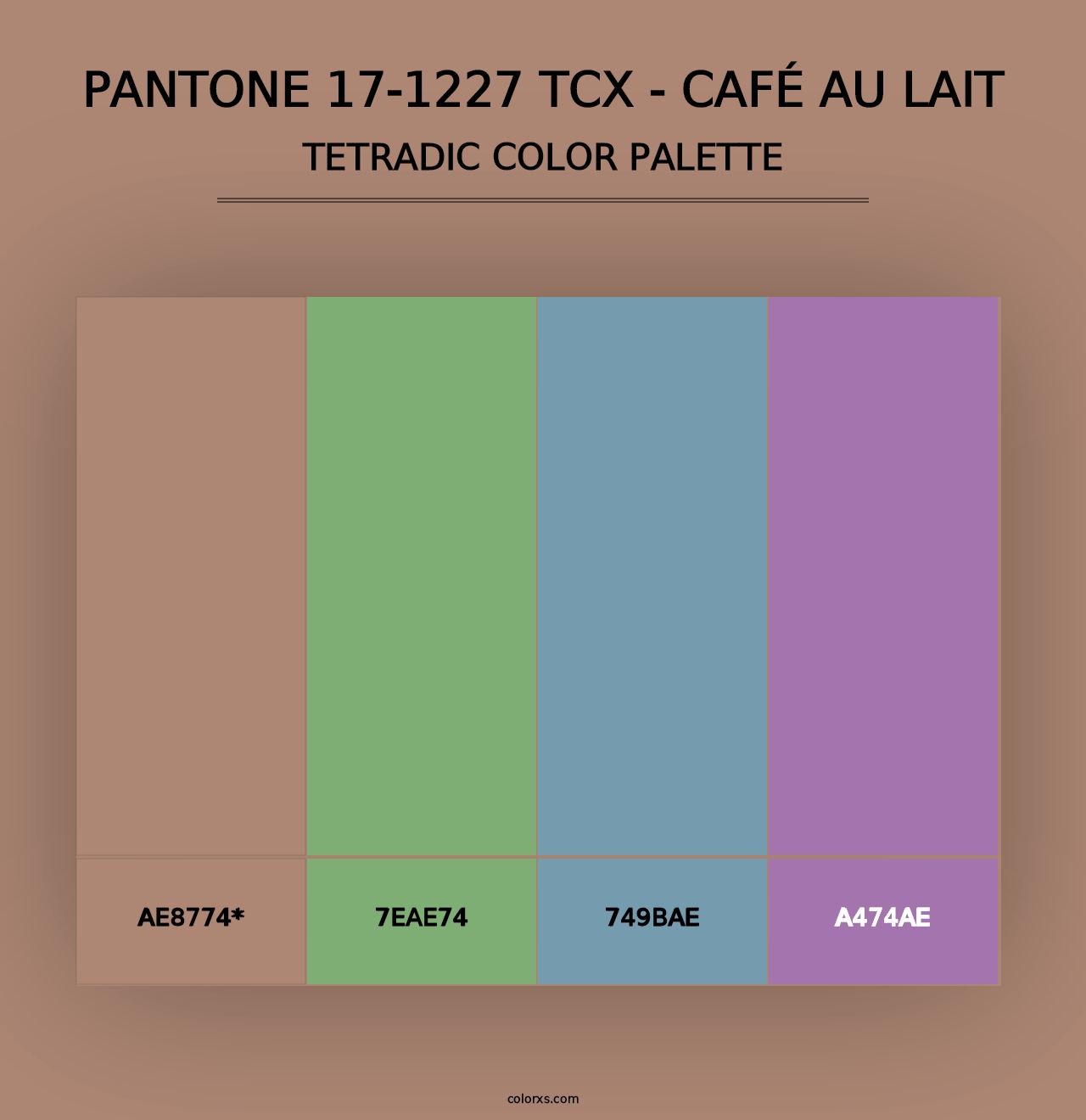 PANTONE 17-1227 TCX - Café au Lait - Tetradic Color Palette