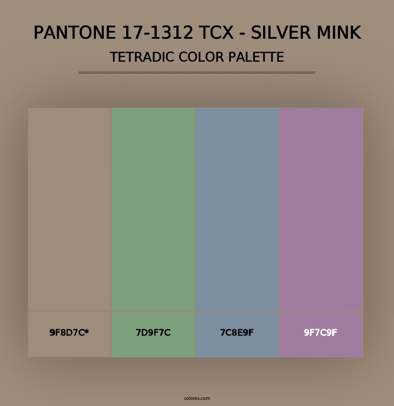 PANTONE 17-1312 TCX - Silver Mink - Tetradic Color Palette