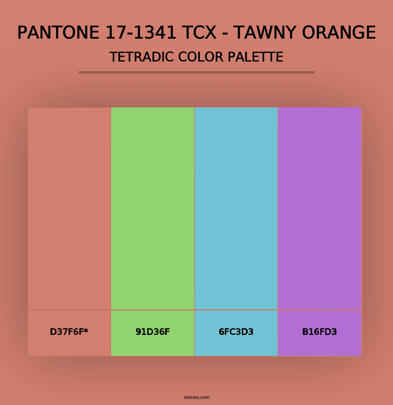 PANTONE 17-1341 TCX - Tawny Orange - Tetradic Color Palette