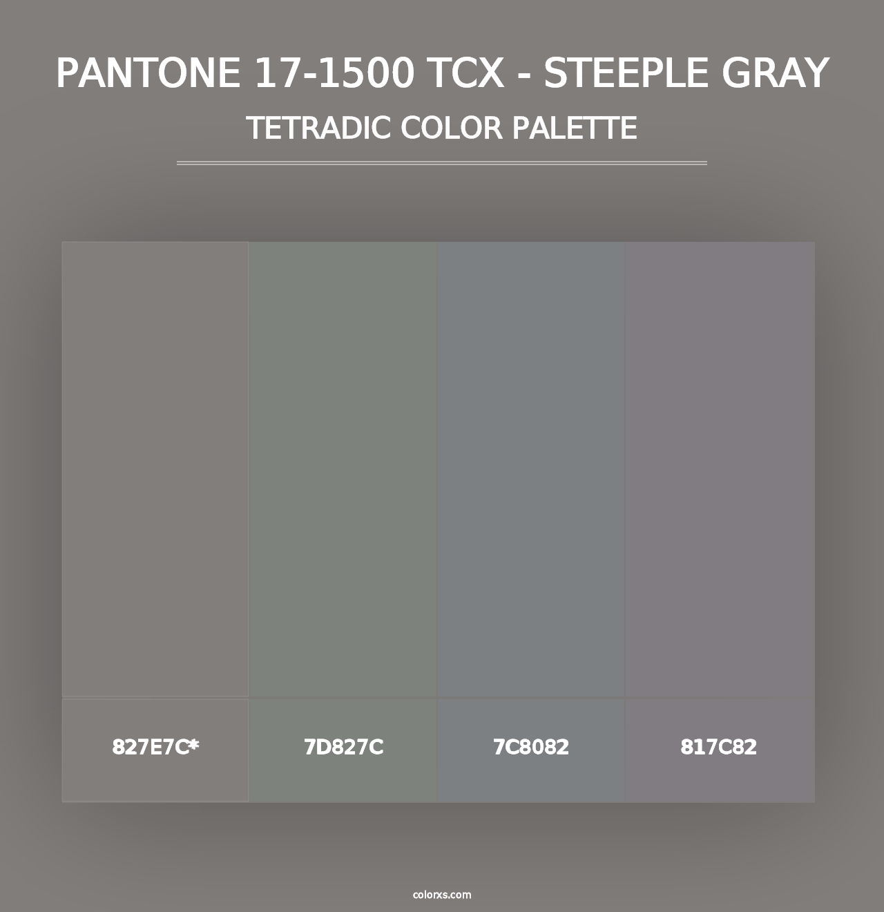 PANTONE 17-1500 TCX - Steeple Gray - Tetradic Color Palette