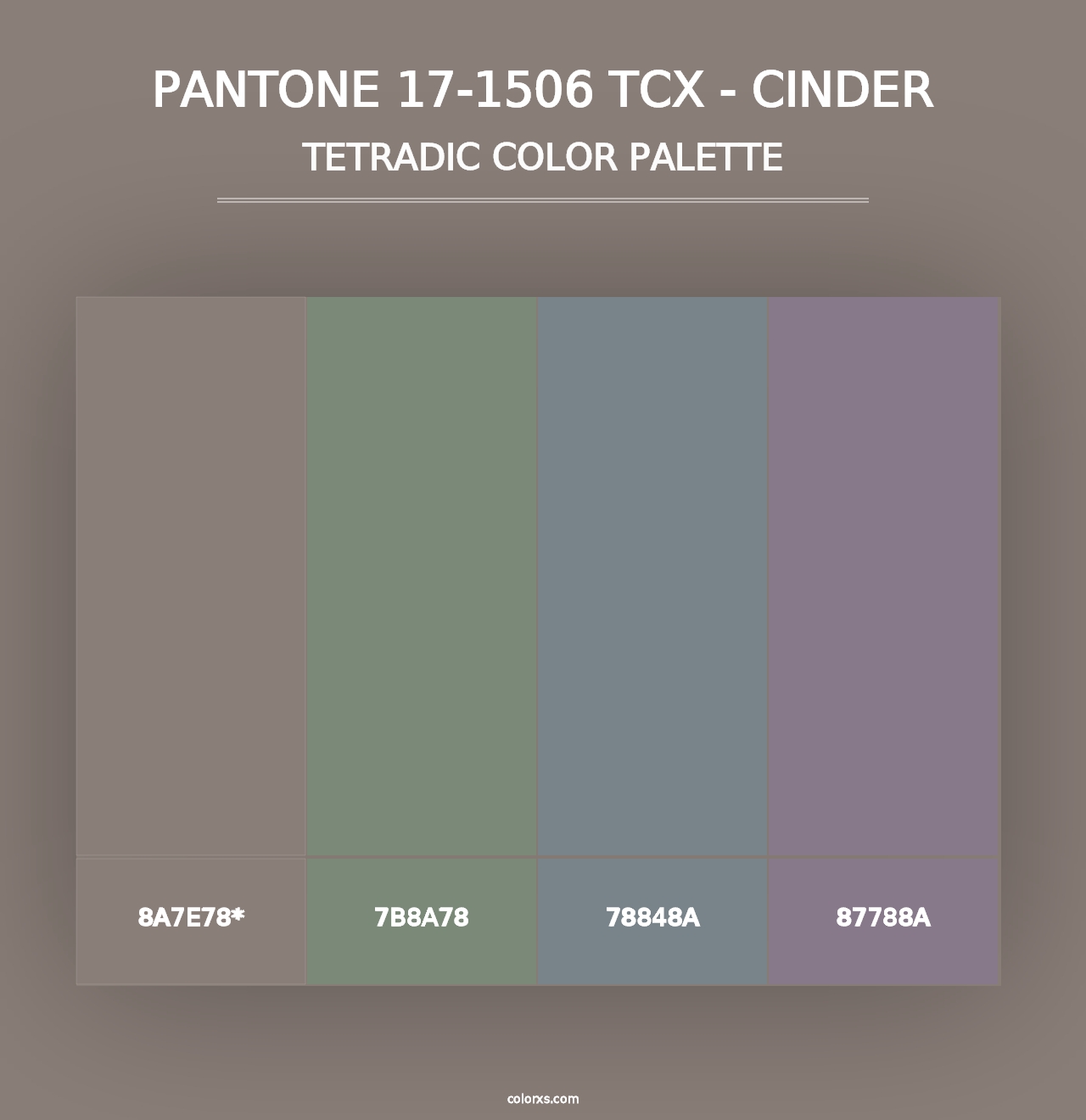 PANTONE 17-1506 TCX - Cinder - Tetradic Color Palette