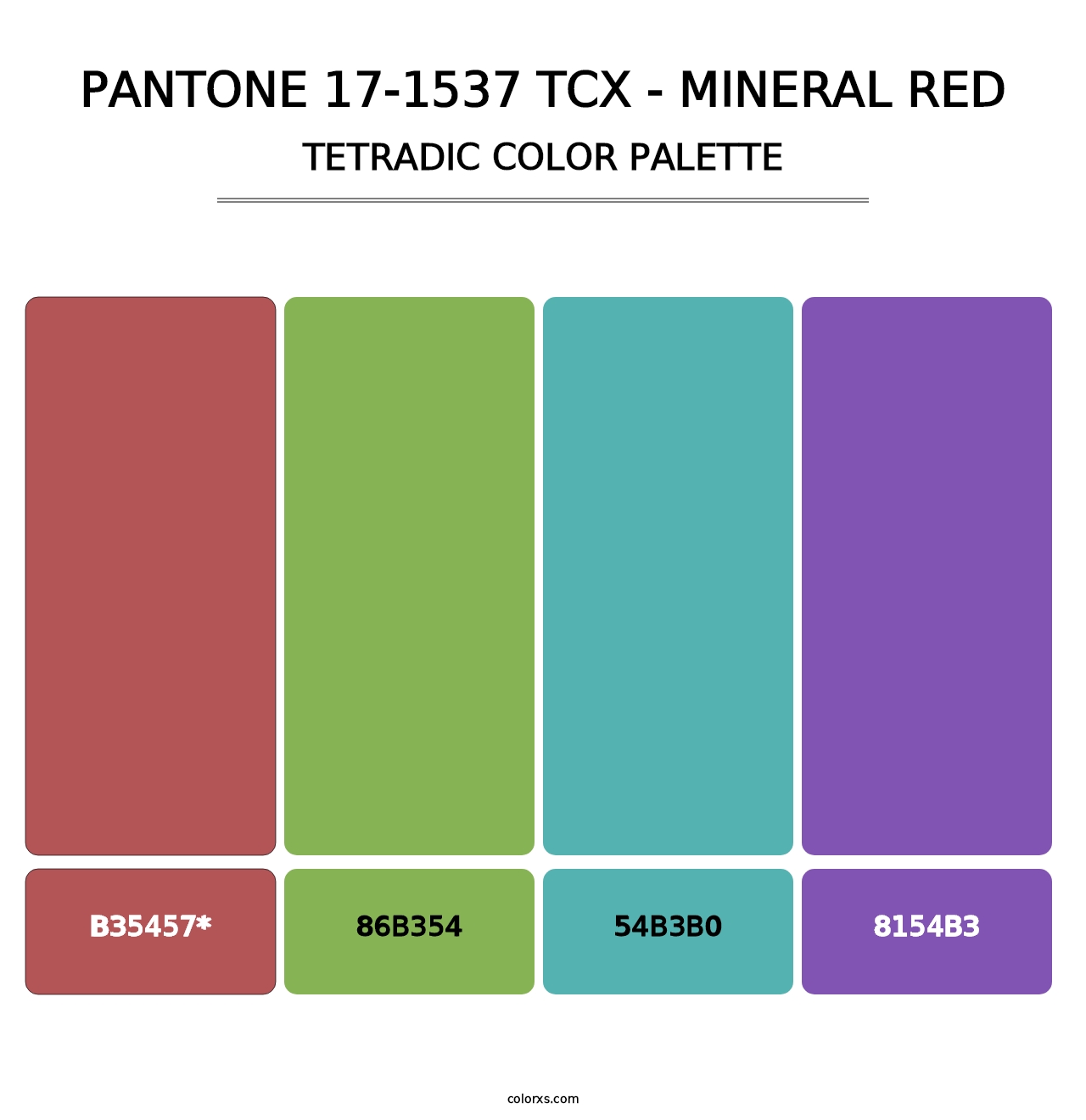 PANTONE 17-1537 TCX - Mineral Red - Tetradic Color Palette