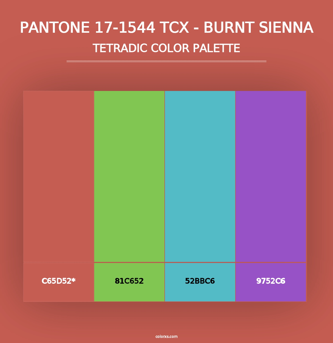 PANTONE 17-1544 TCX - Burnt Sienna - Tetradic Color Palette