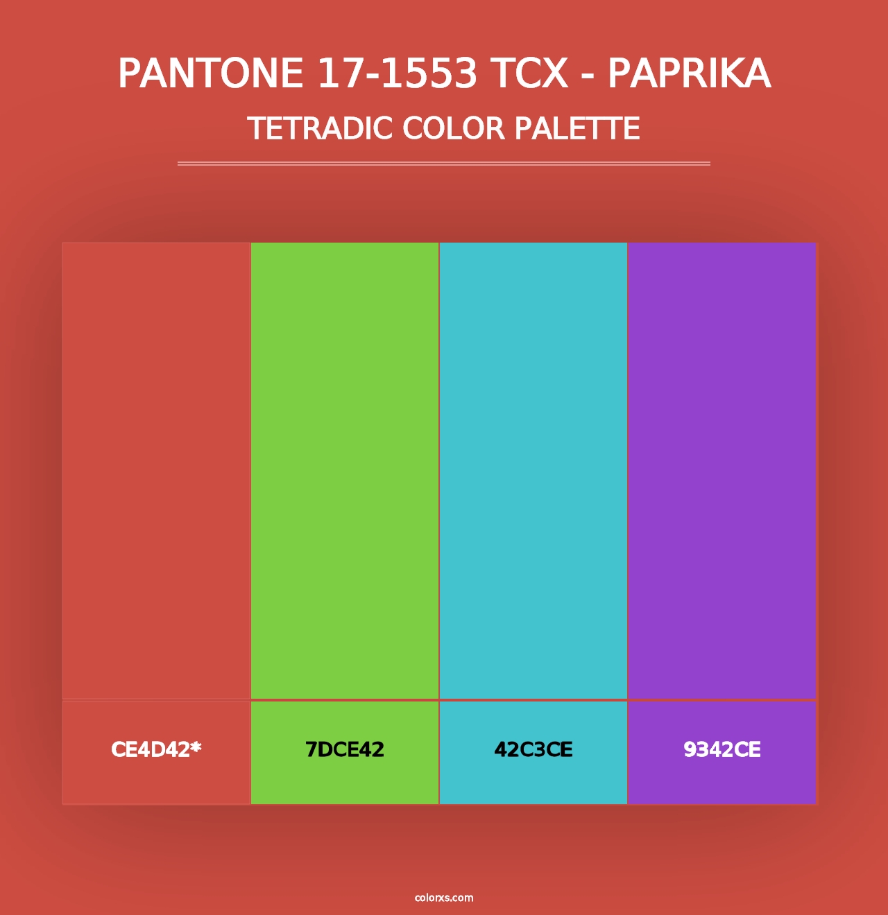 PANTONE 17-1553 TCX - Paprika - Tetradic Color Palette