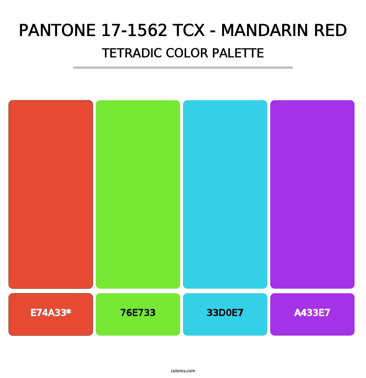 PANTONE 17-1562 TCX - Mandarin Red - Tetradic Color Palette