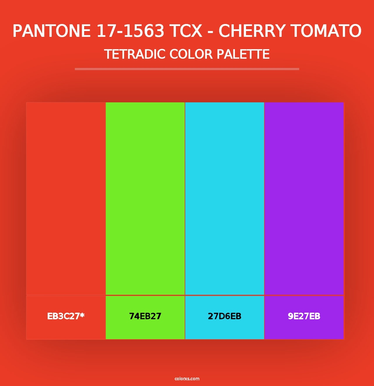 PANTONE 17-1563 TCX - Cherry Tomato - Tetradic Color Palette