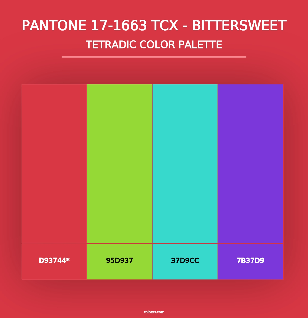 PANTONE 17-1663 TCX - Bittersweet - Tetradic Color Palette