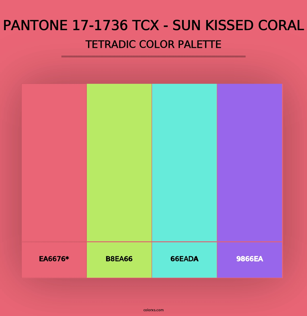 PANTONE 17-1736 TCX - Sun Kissed Coral - Tetradic Color Palette