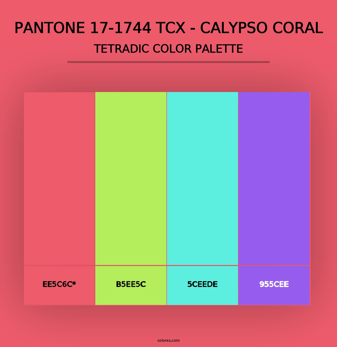 PANTONE 17-1744 TCX - Calypso Coral - Tetradic Color Palette