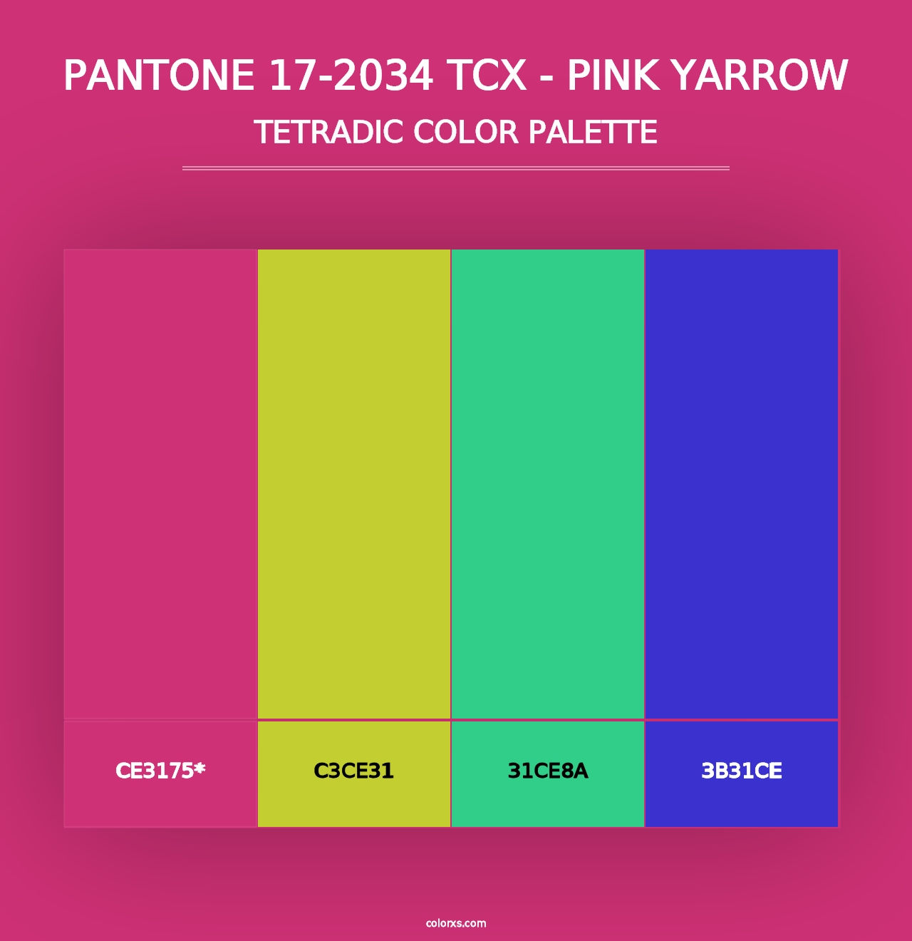 PANTONE 17-2034 TCX - Pink Yarrow - Tetradic Color Palette