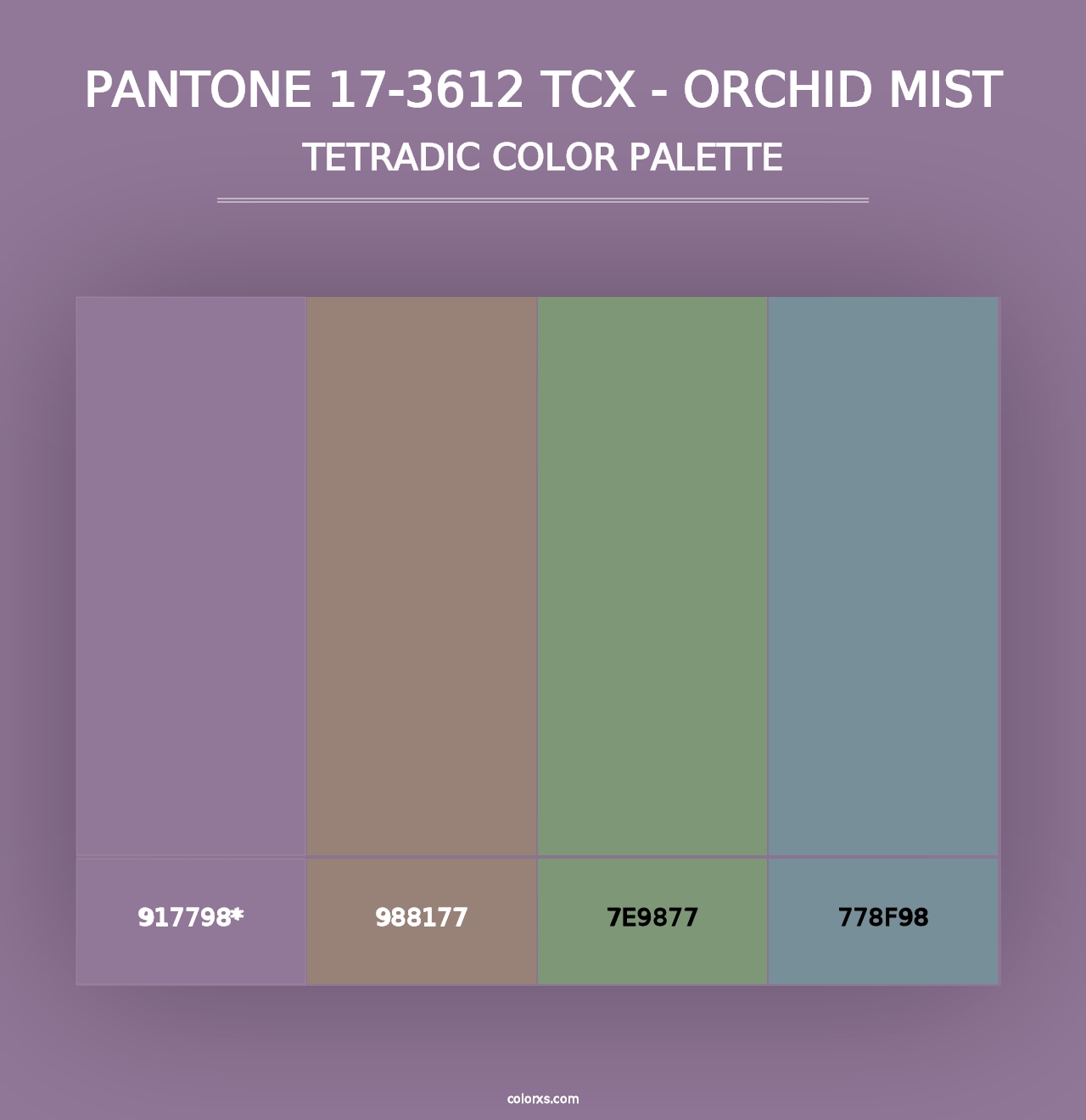 PANTONE 17-3612 TCX - Orchid Mist - Tetradic Color Palette