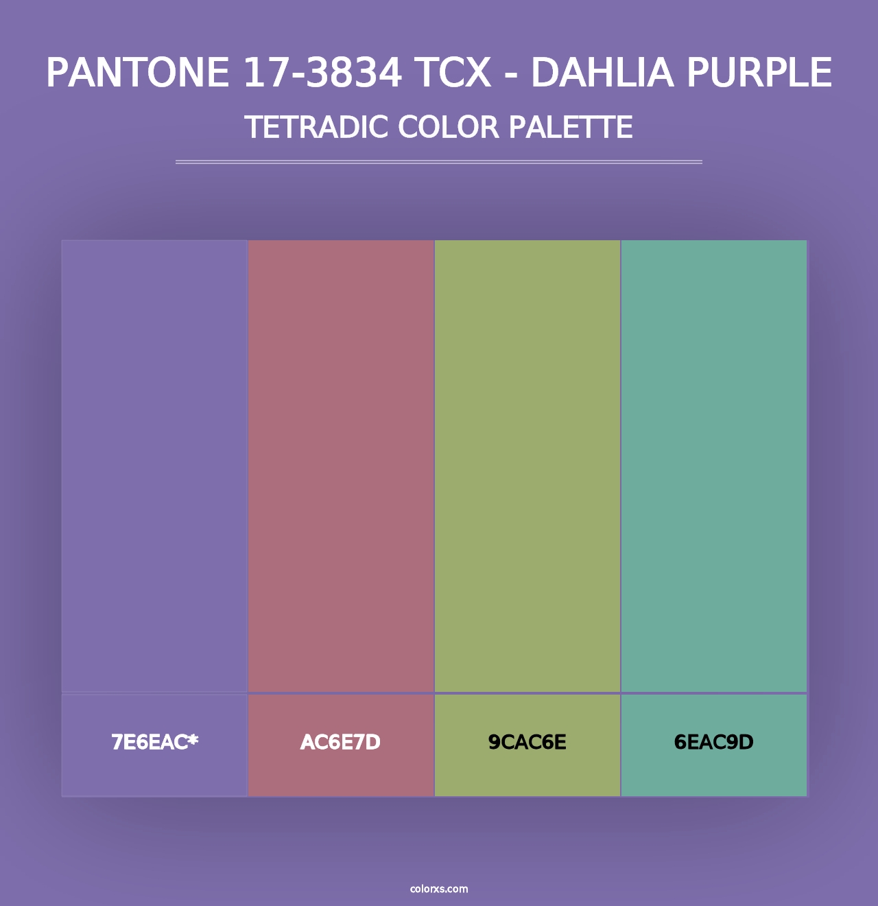 PANTONE 17-3834 TCX - Dahlia Purple - Tetradic Color Palette