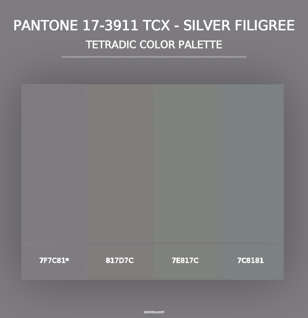 PANTONE 17-3911 TCX - Silver Filigree - Tetradic Color Palette