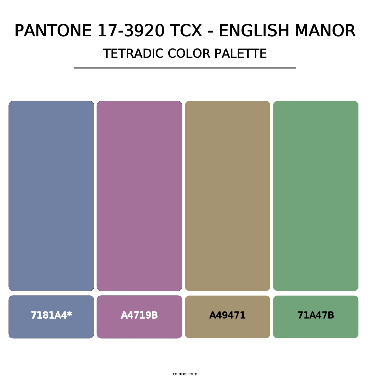 PANTONE 17-3920 TCX - English Manor - Tetradic Color Palette