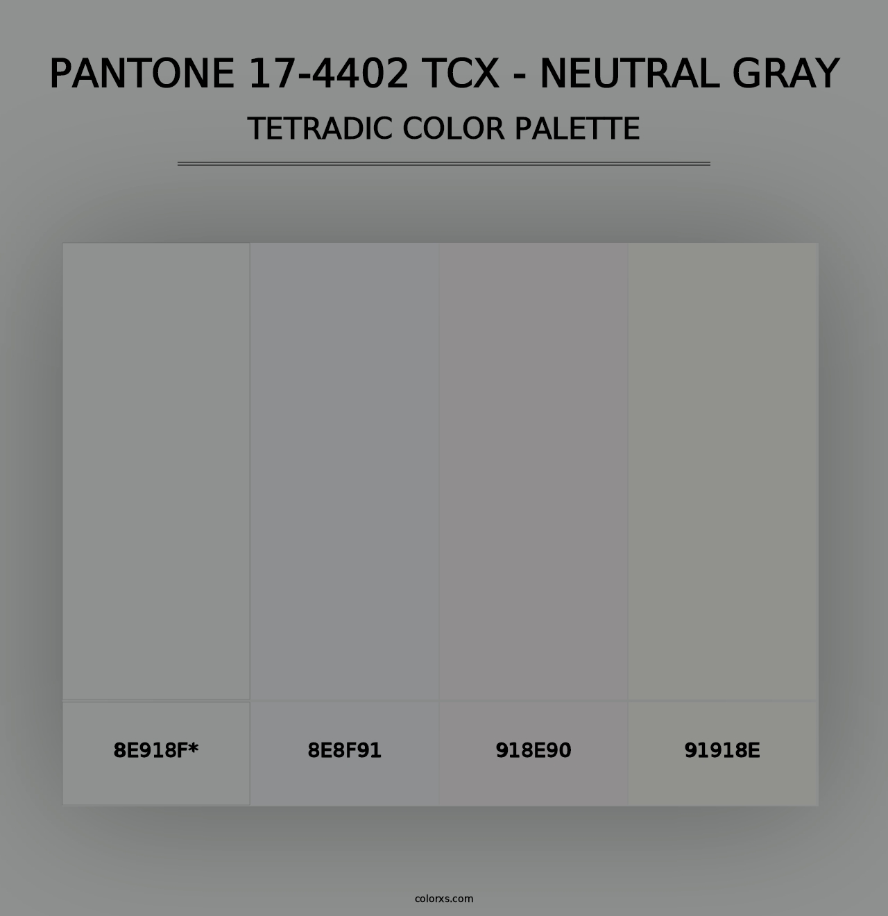 PANTONE 17-4402 TCX - Neutral Gray - Tetradic Color Palette