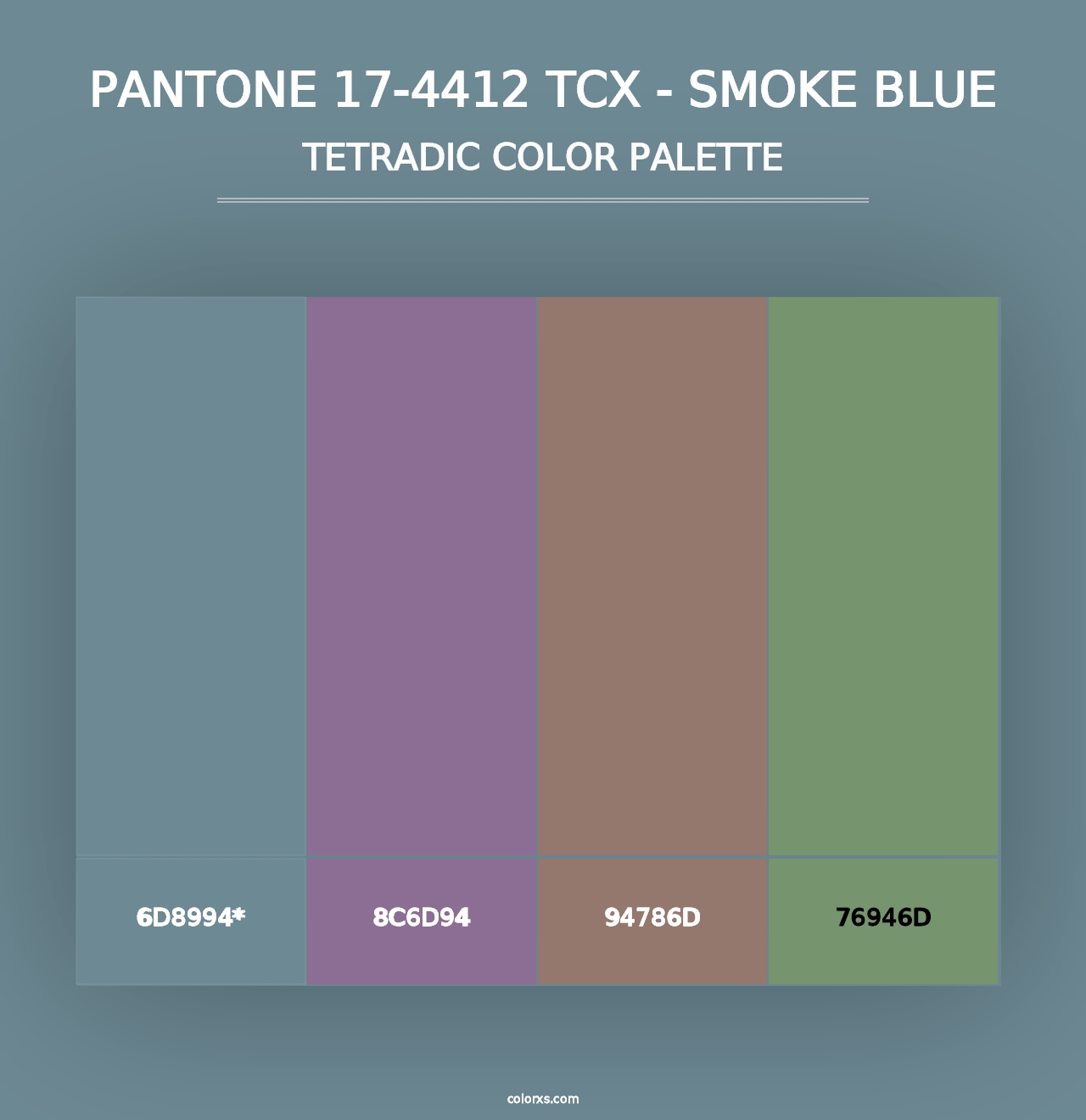 PANTONE 17-4412 TCX - Smoke Blue - Tetradic Color Palette