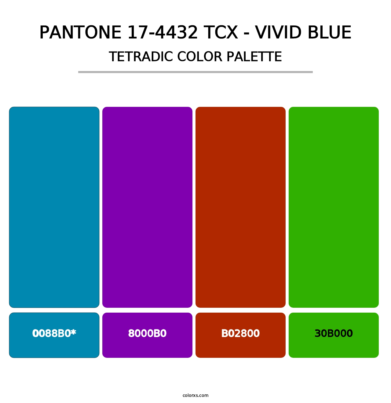 PANTONE 17-4432 TCX - Vivid Blue - Tetradic Color Palette