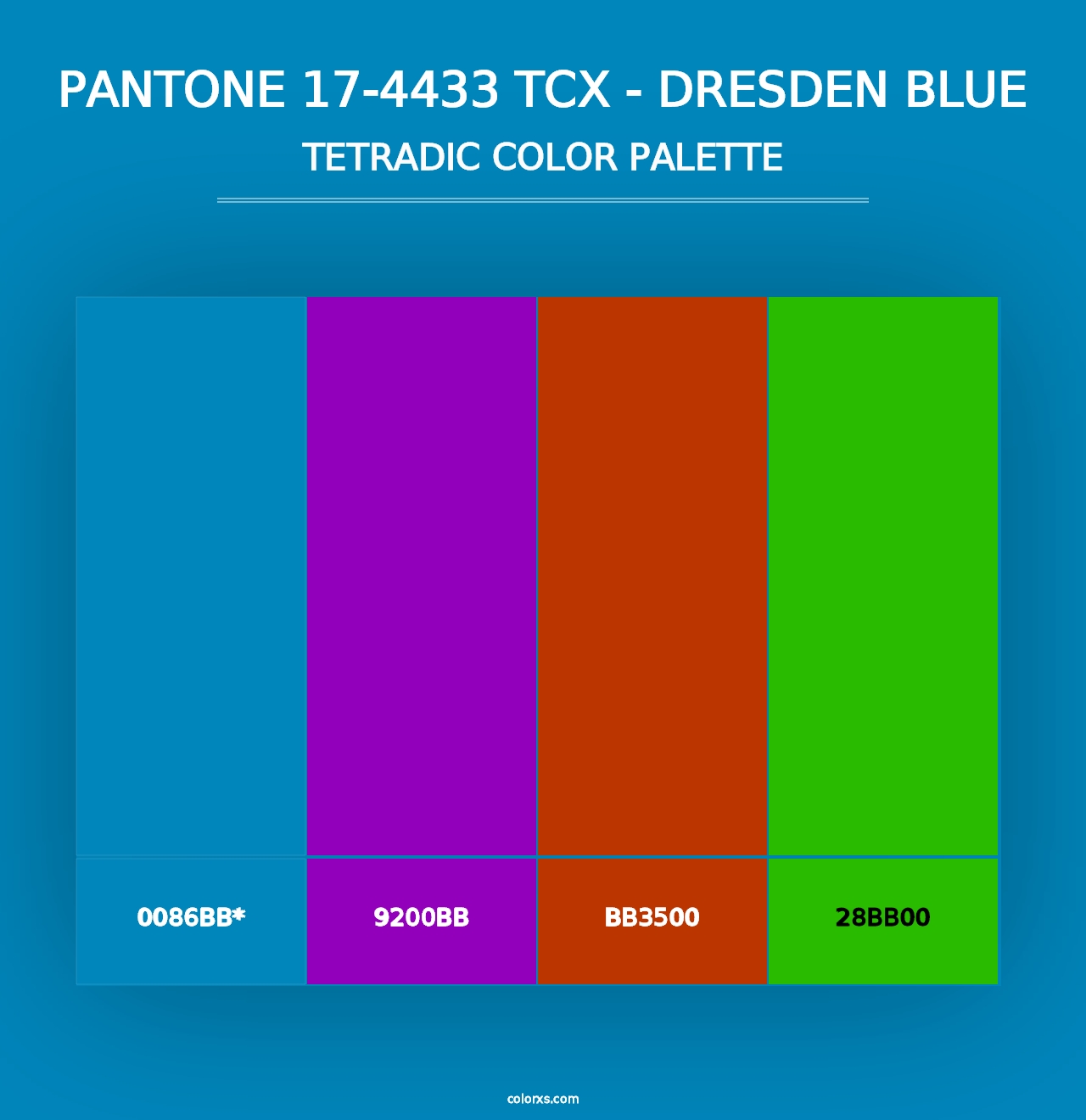 PANTONE 17-4433 TCX - Dresden Blue - Tetradic Color Palette