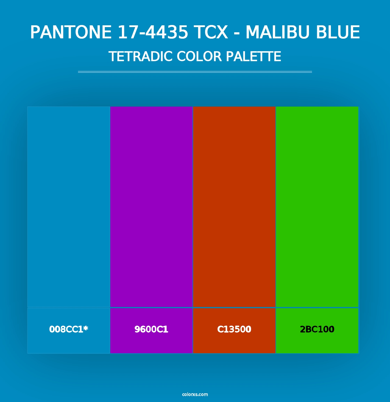 PANTONE 17-4435 TCX - Malibu Blue - Tetradic Color Palette