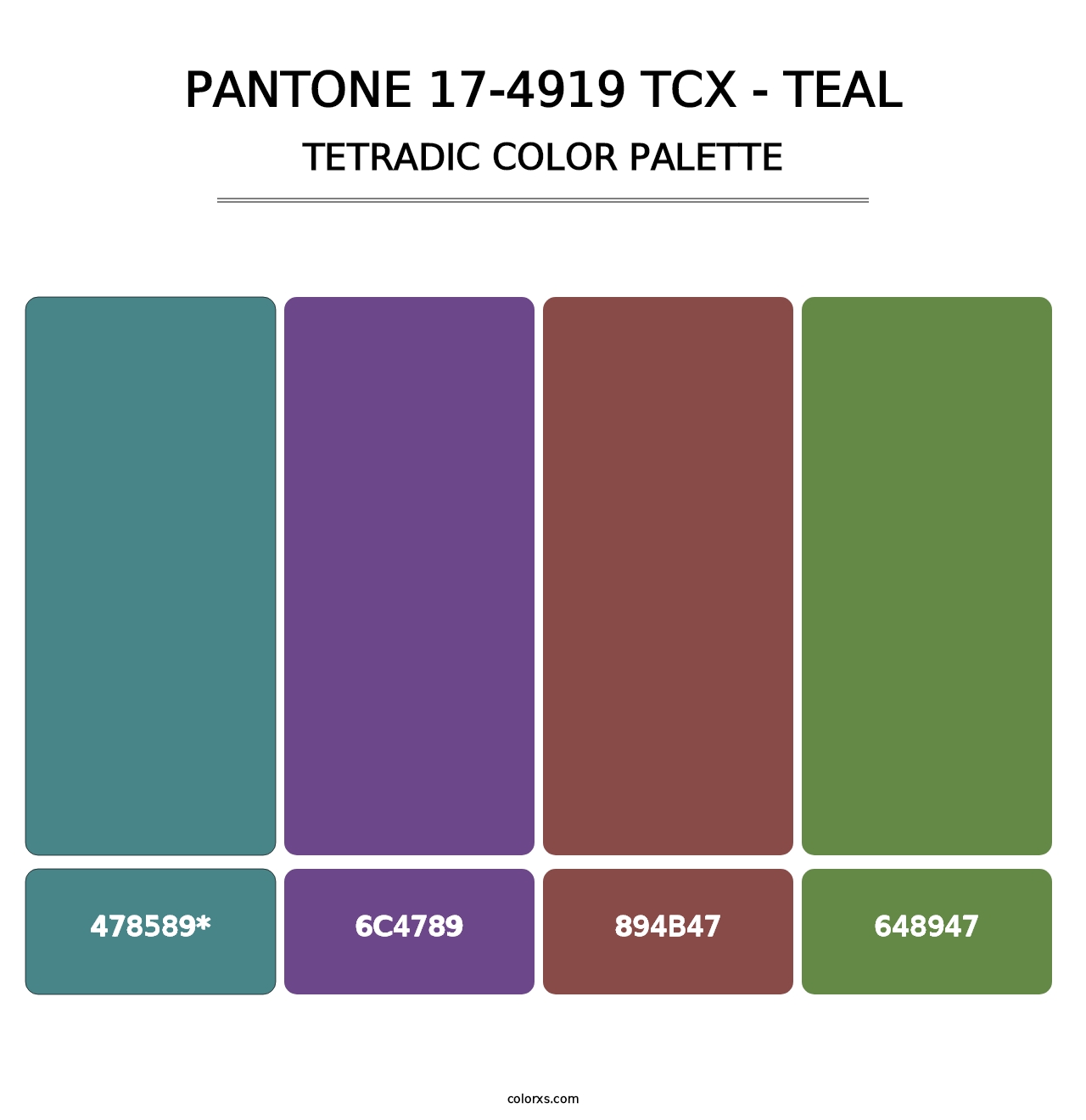 PANTONE 17-4919 TCX - Teal - Tetradic Color Palette