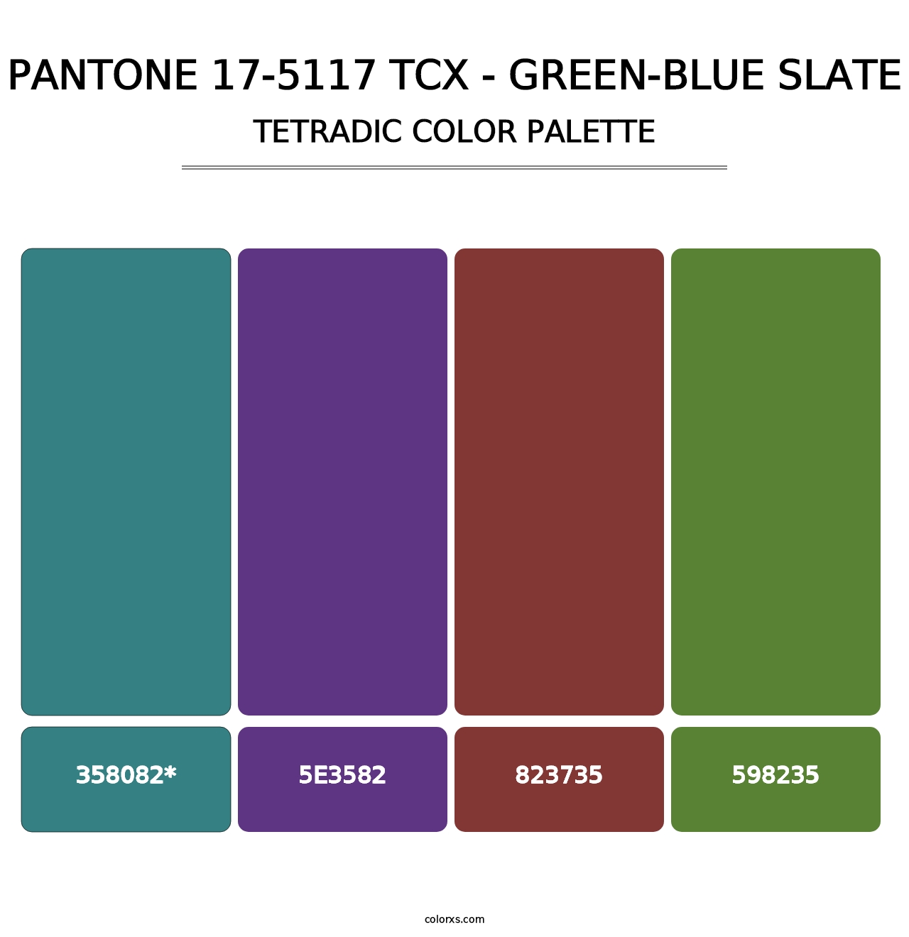 PANTONE 17-5117 TCX - Green-Blue Slate - Tetradic Color Palette