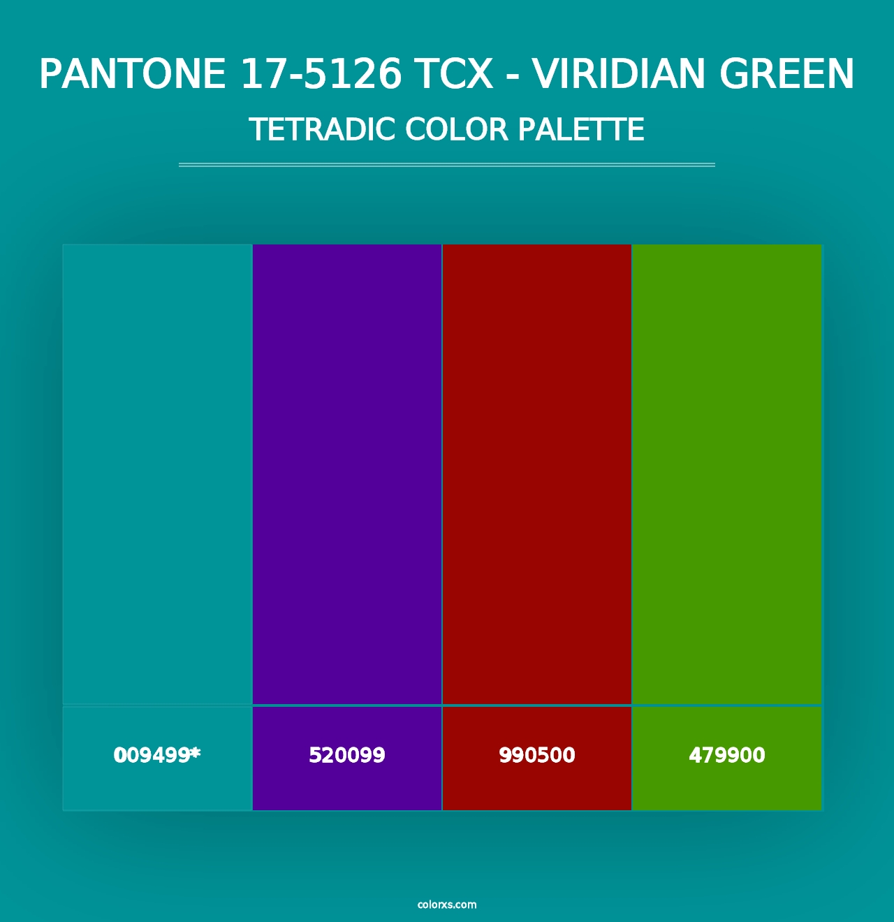 PANTONE 17-5126 TCX - Viridian Green - Tetradic Color Palette