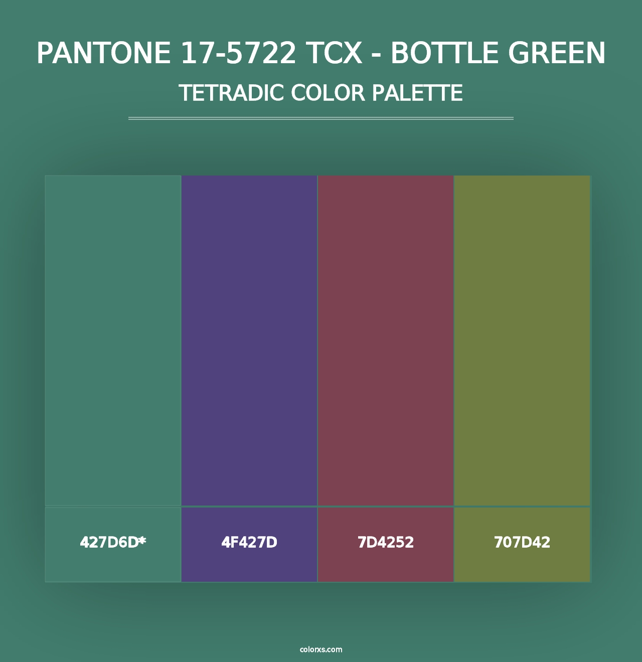 PANTONE 17-5722 TCX - Bottle Green - Tetradic Color Palette