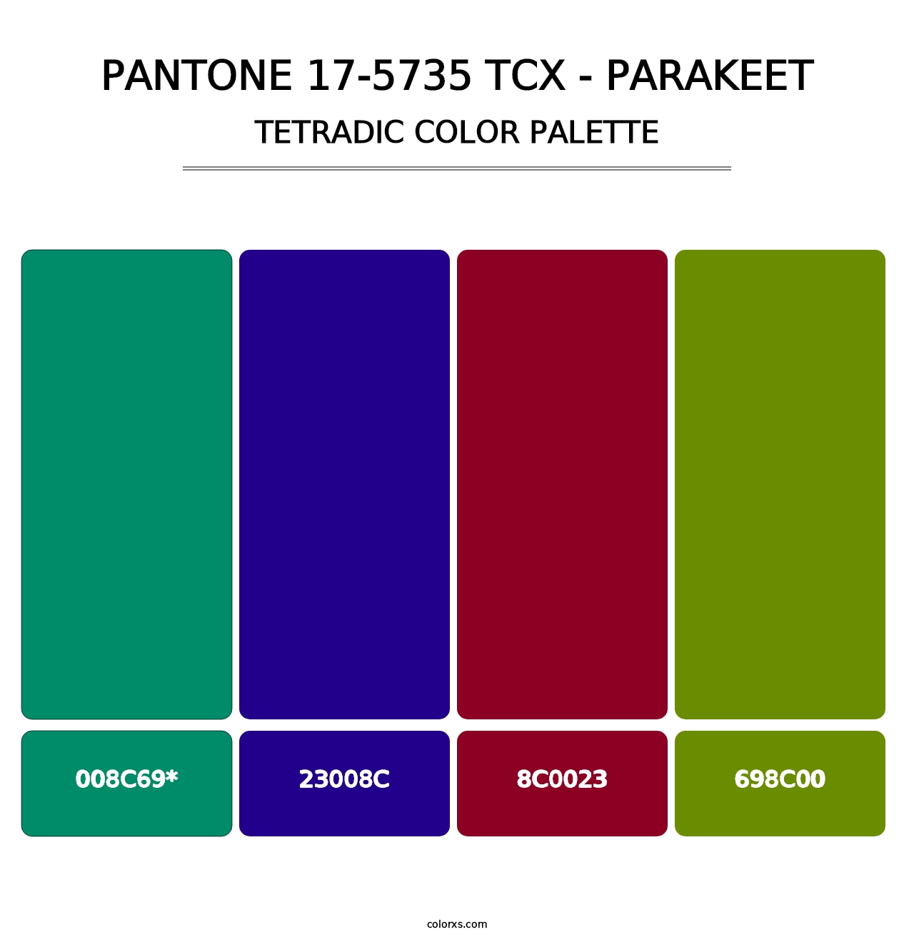 PANTONE 17-5735 TCX - Parakeet - Tetradic Color Palette