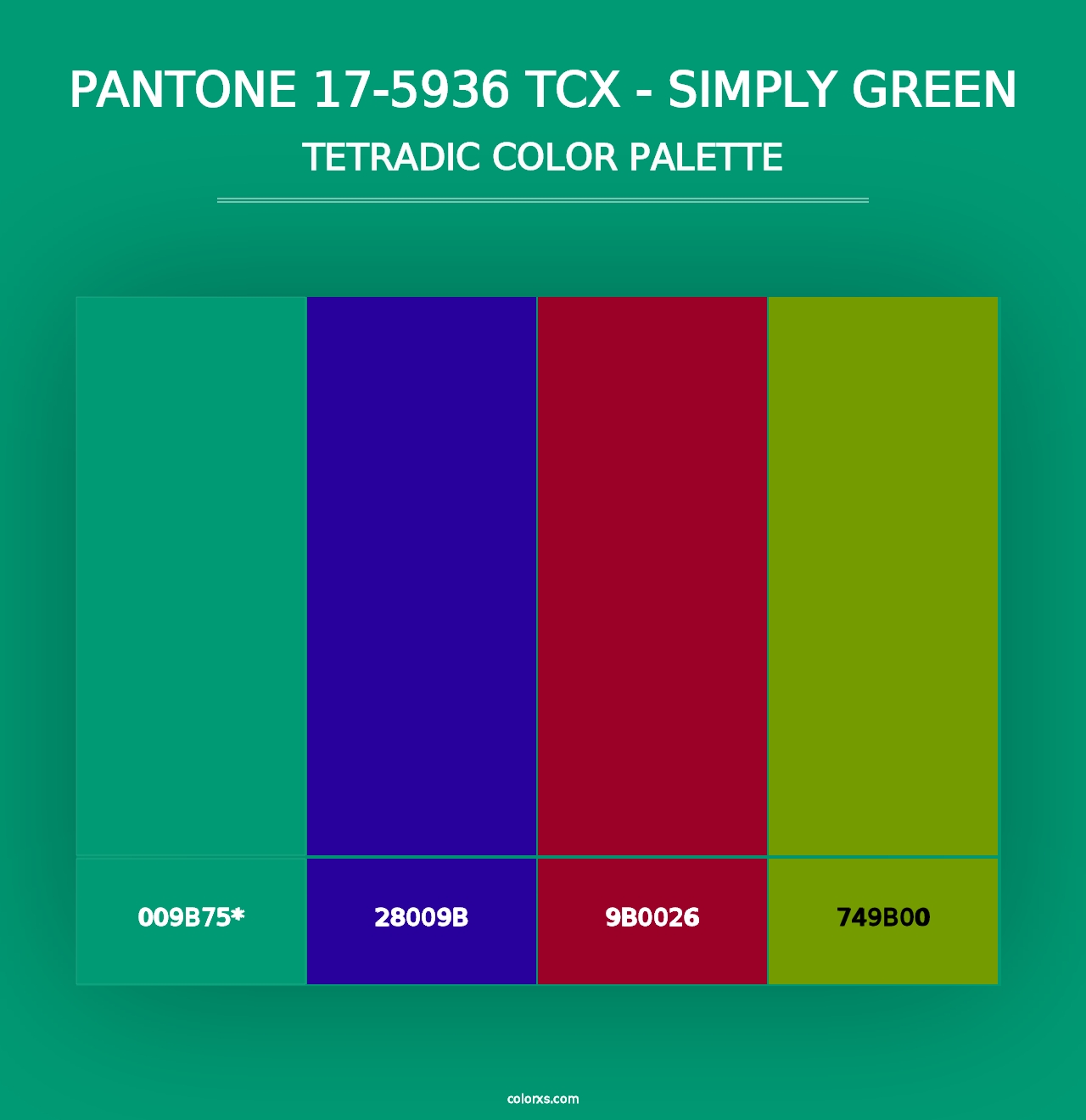 PANTONE 17-5936 TCX - Simply Green - Tetradic Color Palette