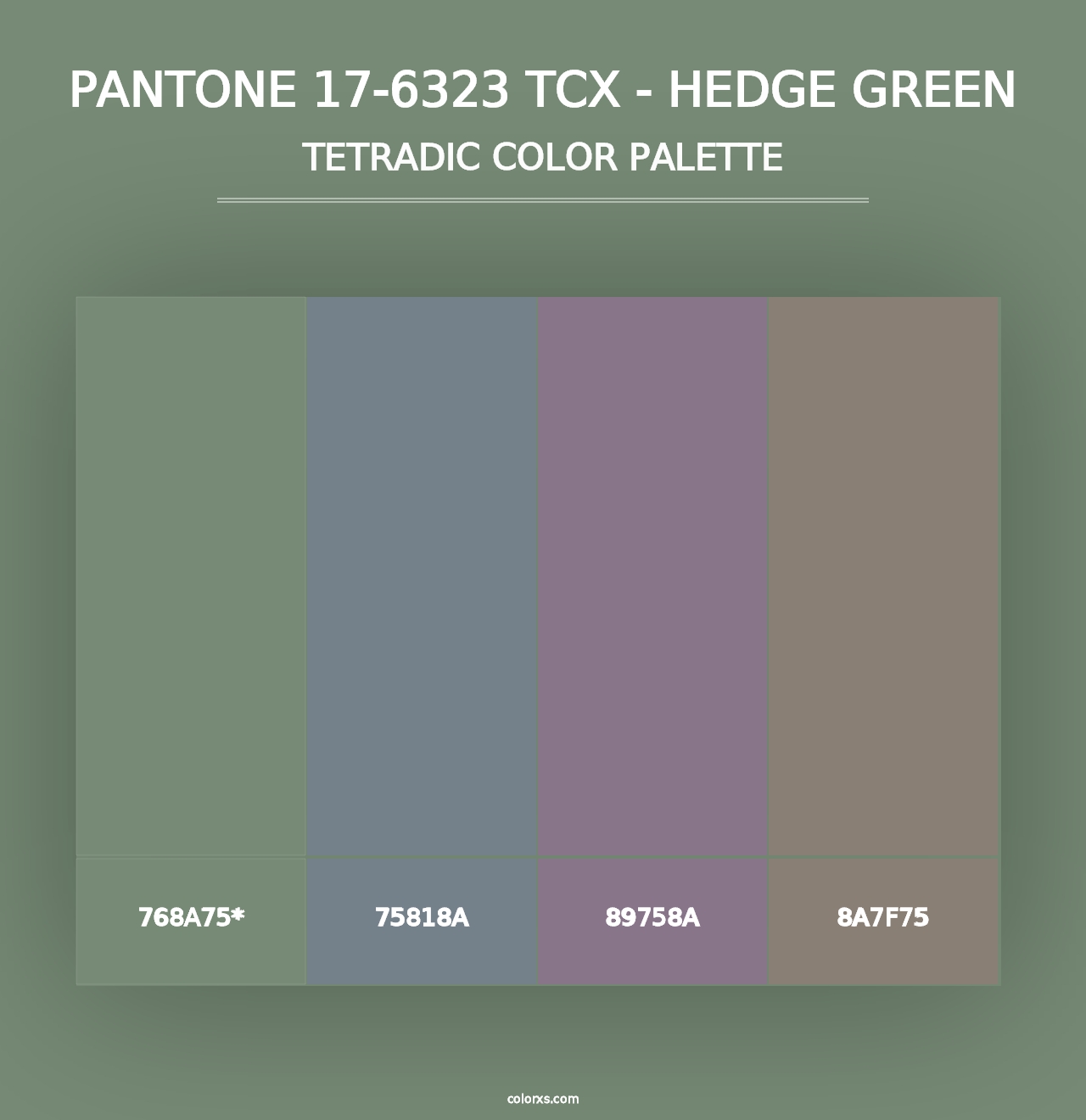 PANTONE 17-6323 TCX - Hedge Green - Tetradic Color Palette