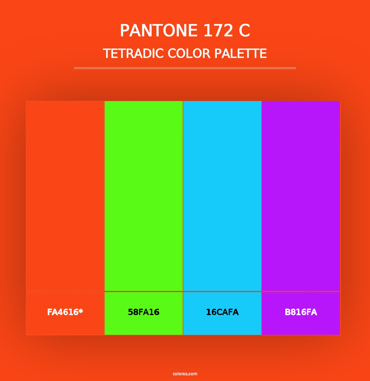 PANTONE 172 C - Tetradic Color Palette