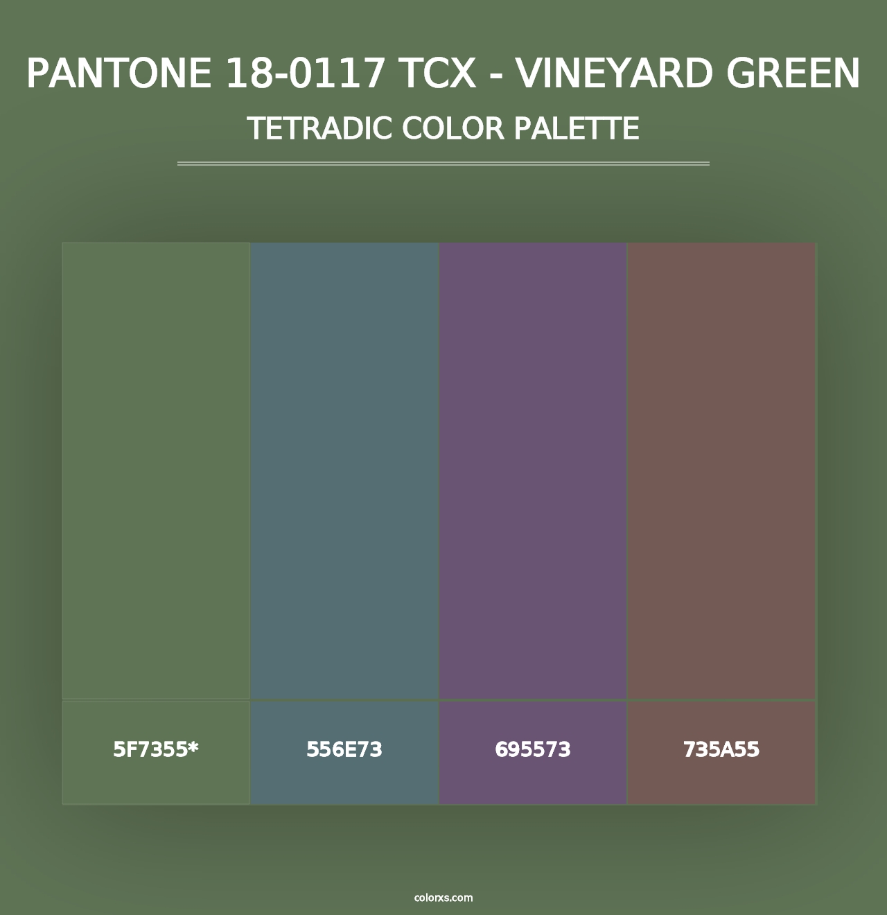 PANTONE 18-0117 TCX - Vineyard Green - Tetradic Color Palette