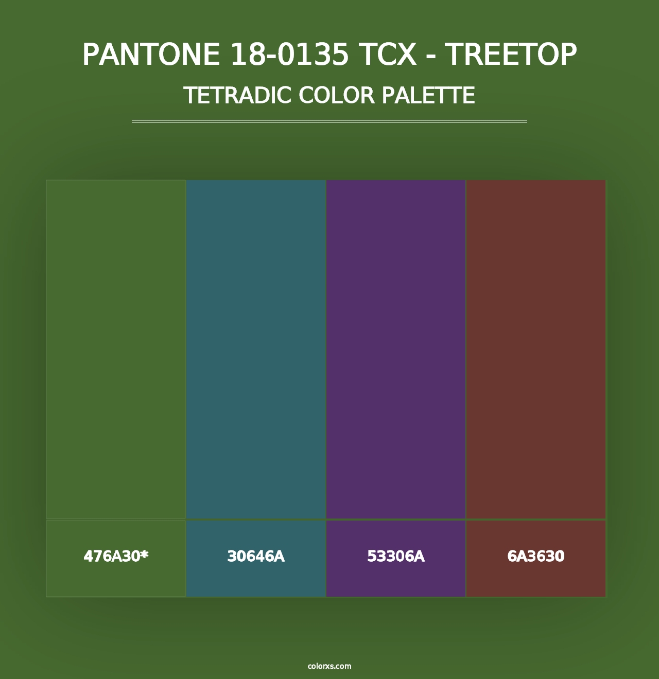 PANTONE 18-0135 TCX - Treetop - Tetradic Color Palette