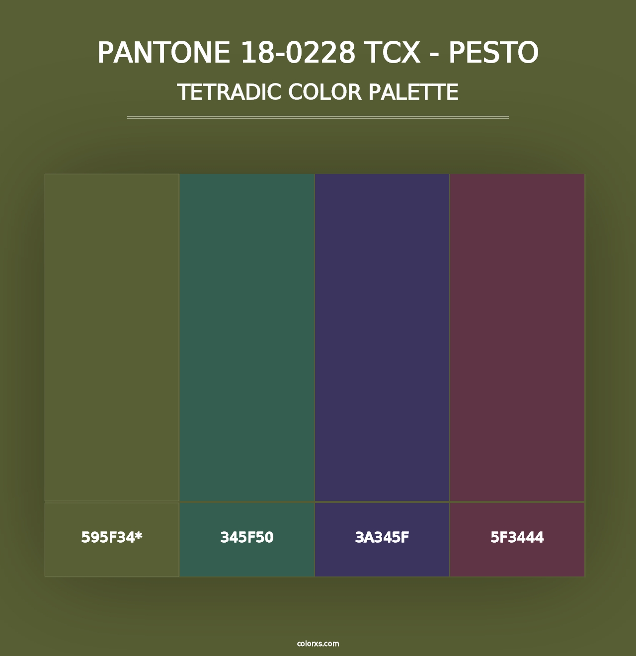 PANTONE 18-0228 TCX - Pesto - Tetradic Color Palette