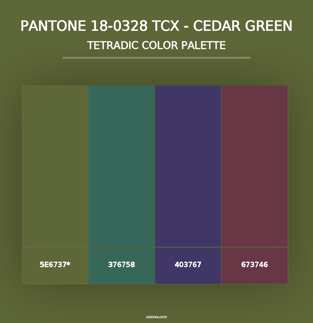 PANTONE 18-0328 TCX - Cedar Green - Tetradic Color Palette