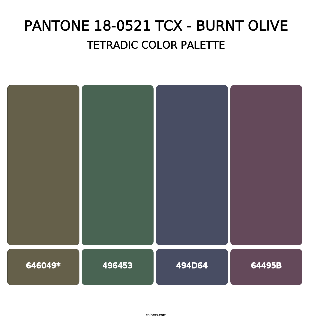 PANTONE 18-0521 TCX - Burnt Olive - Tetradic Color Palette