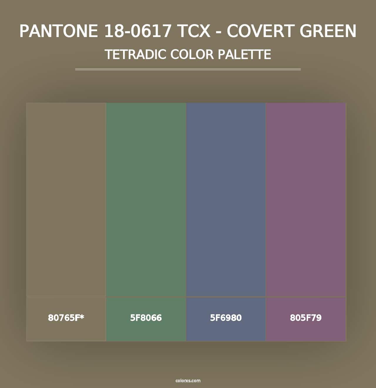 PANTONE 18-0617 TCX - Covert Green - Tetradic Color Palette