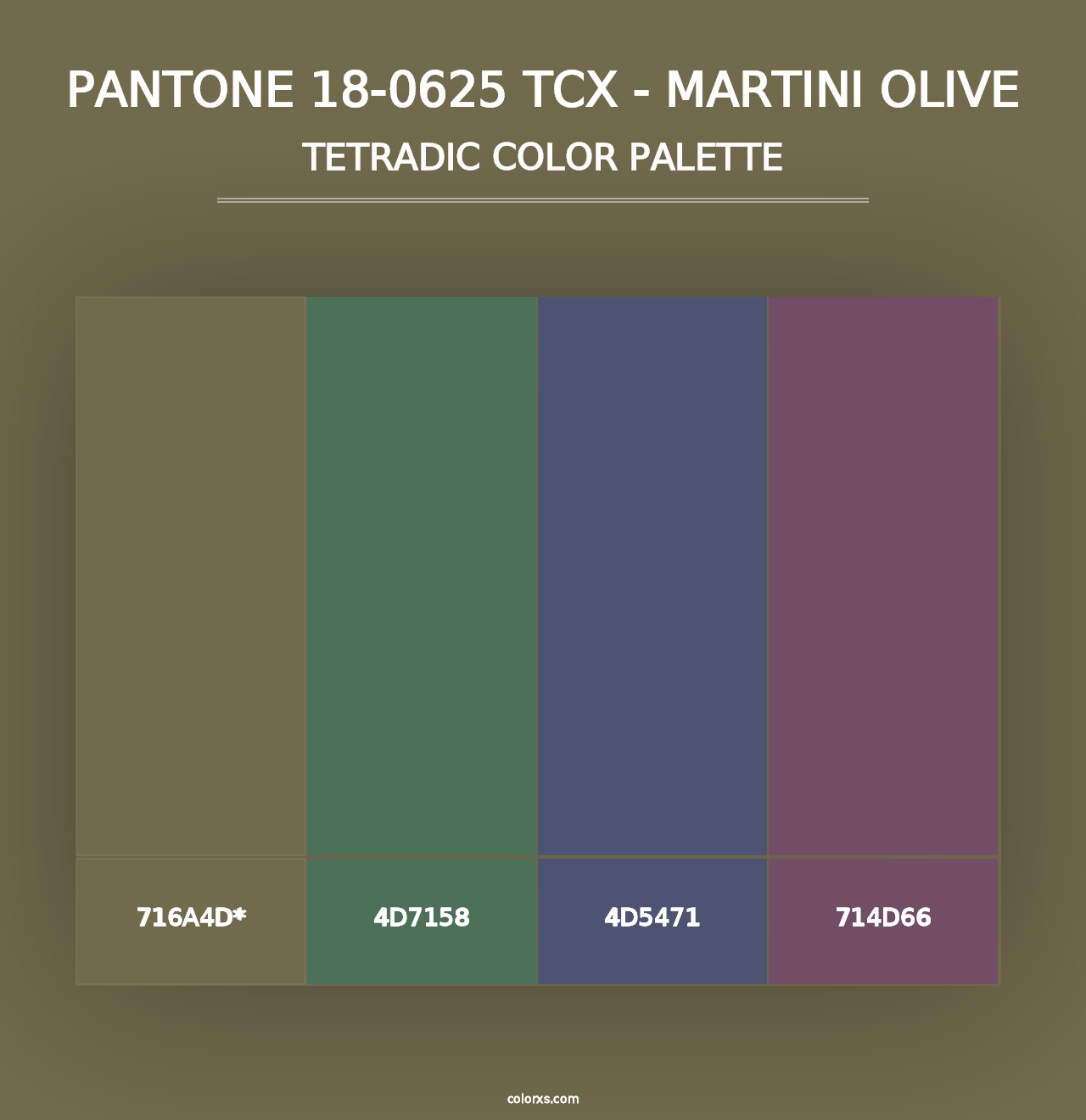 PANTONE 18-0625 TCX - Martini Olive - Tetradic Color Palette