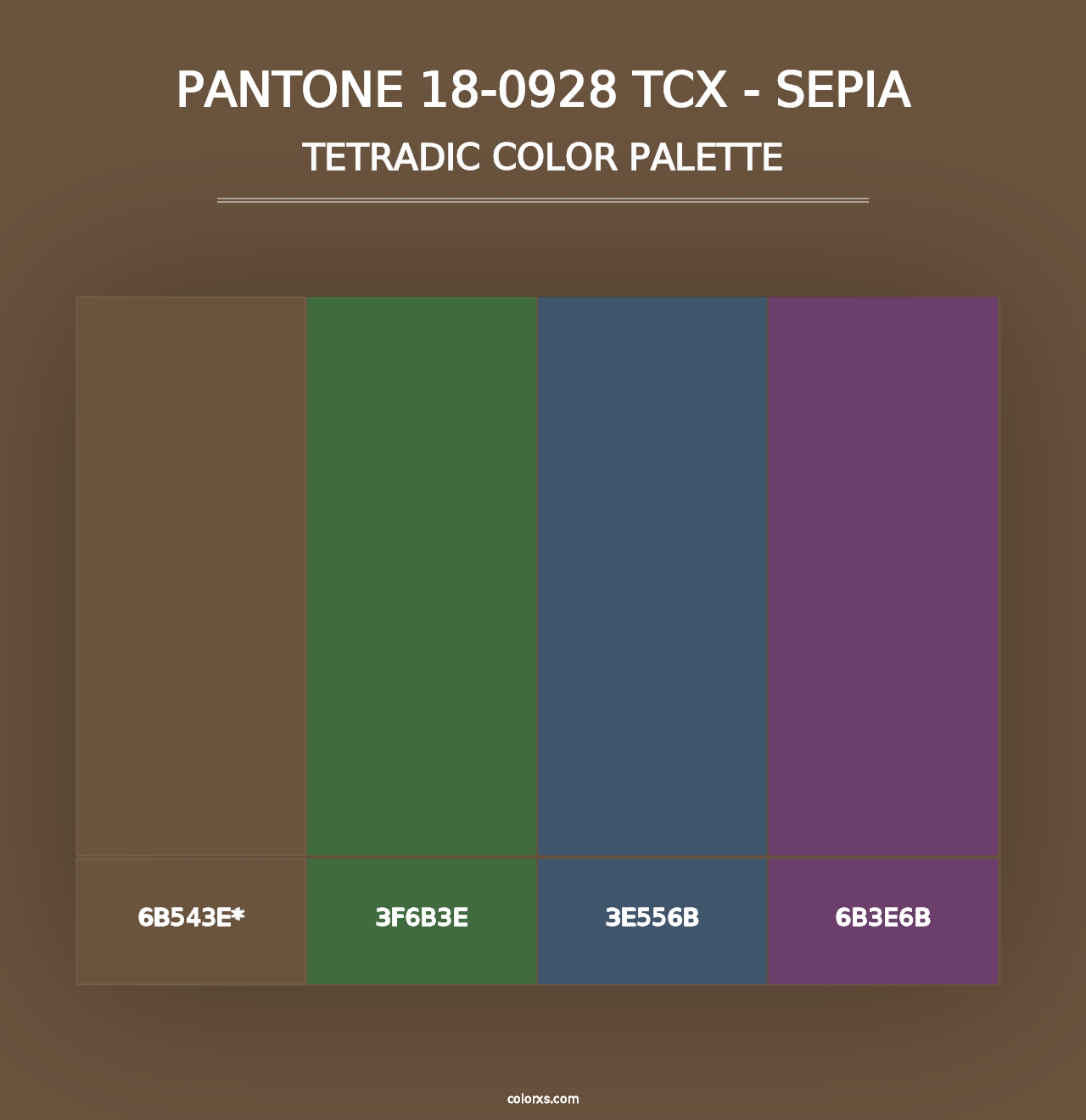 PANTONE 18-0928 TCX - Sepia - Tetradic Color Palette