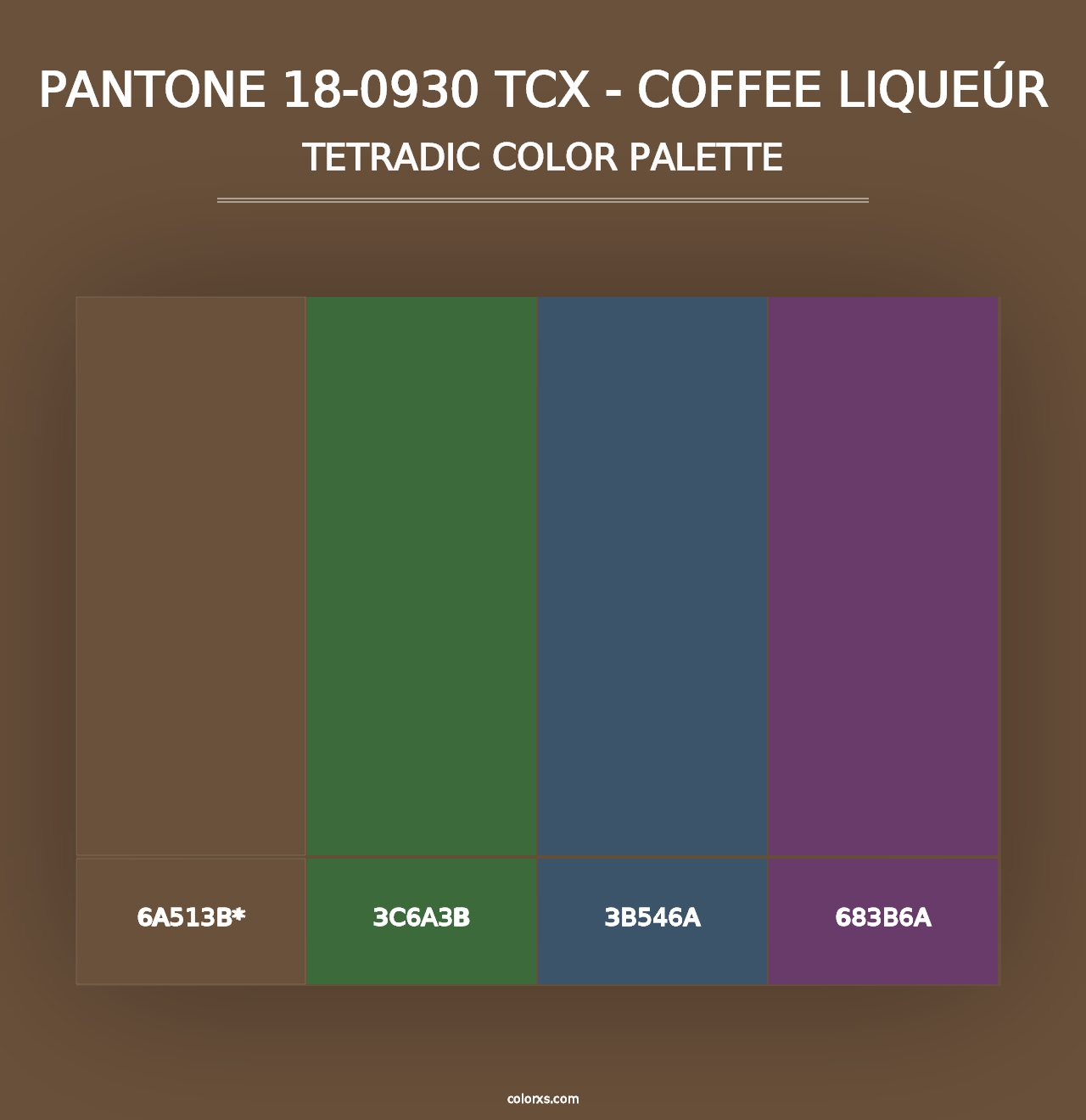 PANTONE 18-0930 TCX - Coffee Liqueúr - Tetradic Color Palette