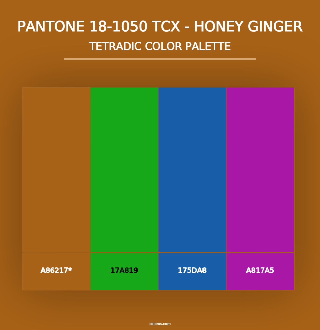 PANTONE 18-1050 TCX - Honey Ginger - Tetradic Color Palette