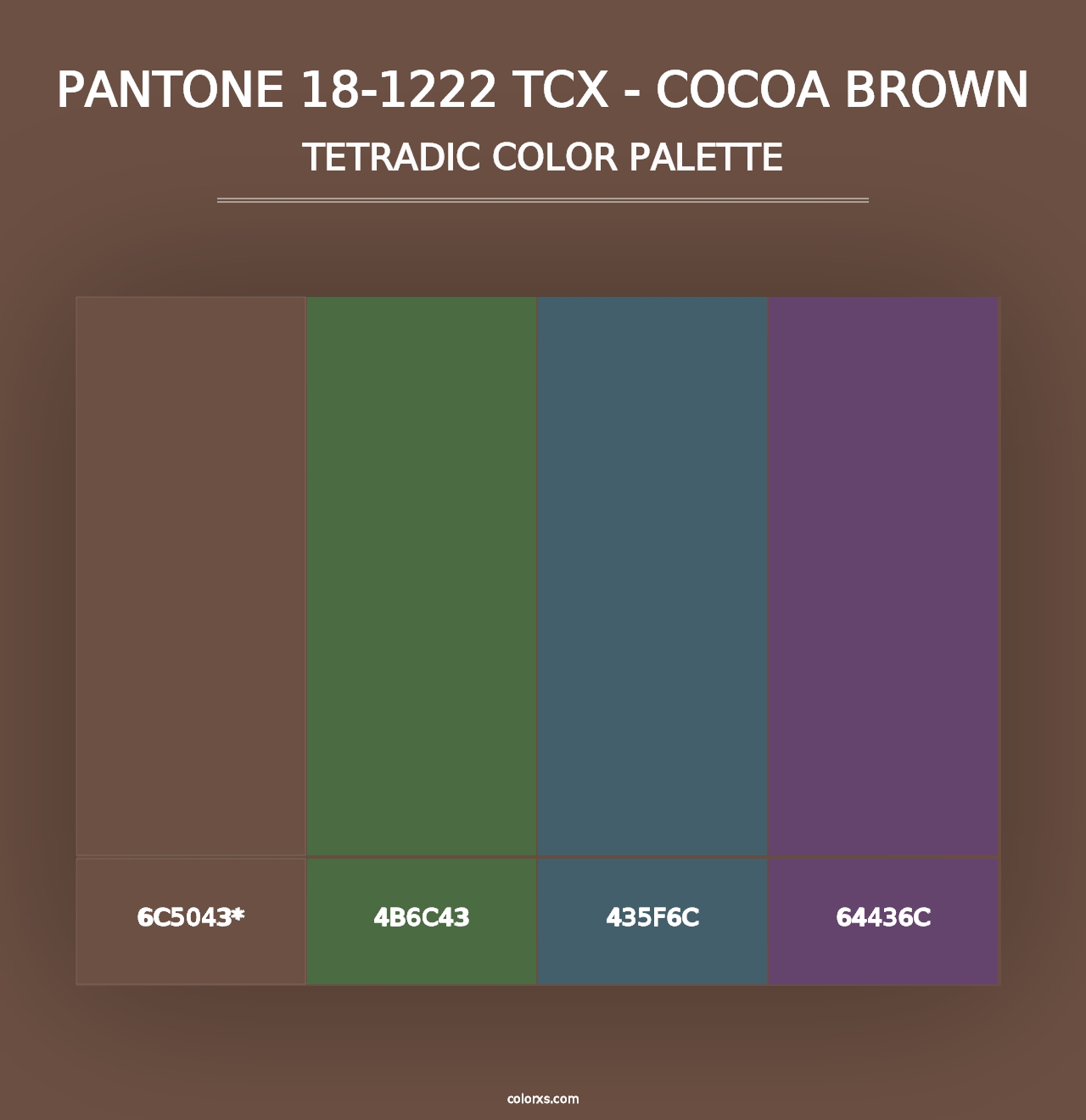 PANTONE 18-1222 TCX - Cocoa Brown - Tetradic Color Palette